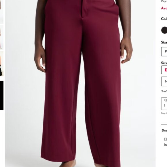 TWO PAIR 14W Eloquii The Ultimate Stretch Wide Leg Pants: Navy & Burgundy, EUC - Picture 7 of 10